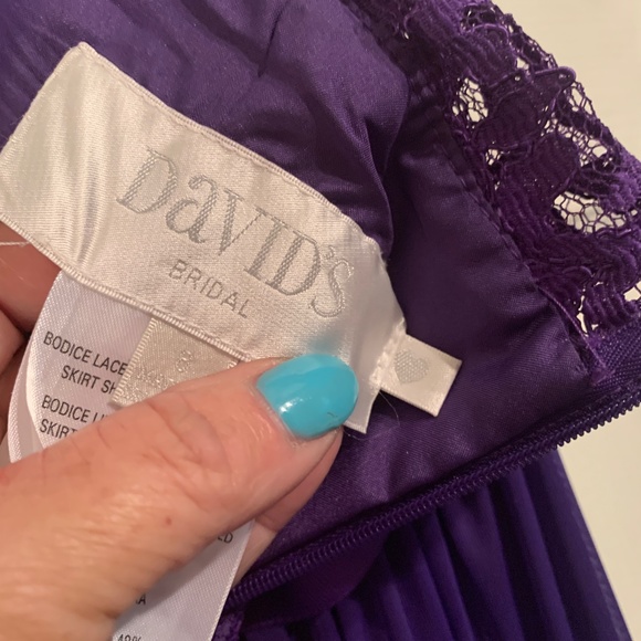 David's Bridal Purple Long Dress One-Shoulder Style #F17063 - . NWT - Size 6 - Picture 14 of 17